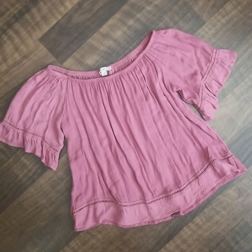 Haute Monde Mauve Off-The-Shoulder Top - Size Small